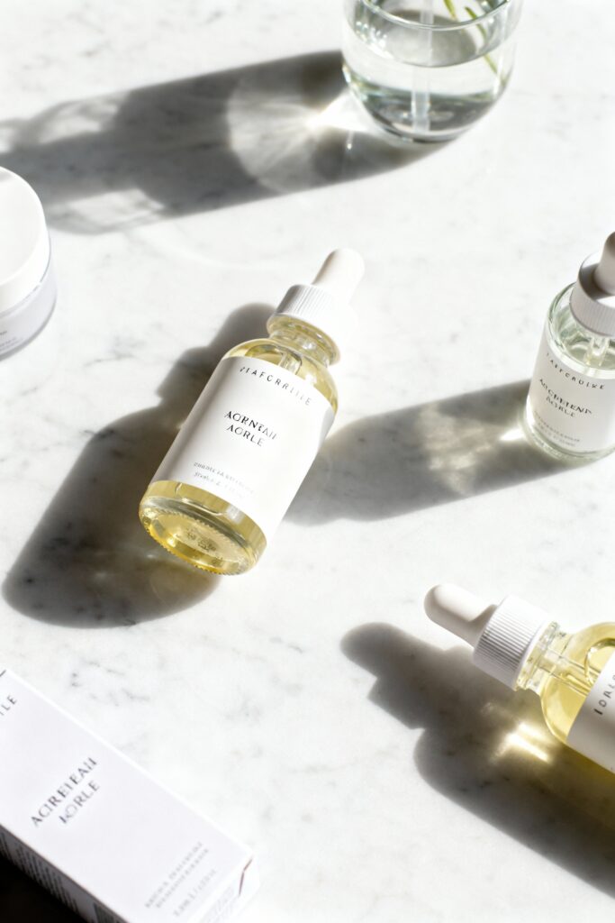 winter skin care routine flatlay